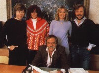 All five together: Bj&ouml;rn, Frida, Agnetha, Benny and Stig